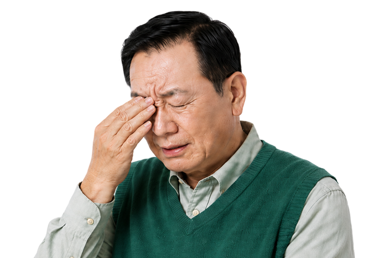번쩍이는 빛과 시야 가림으로 불편을 느끼는 사람